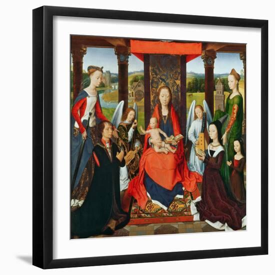 The Virgin and Child with Saints and Donors, a Panel from 'The Donne Triptych' C.1478 (Oil on Oak)-Hans Memling-Framed Giclee Print