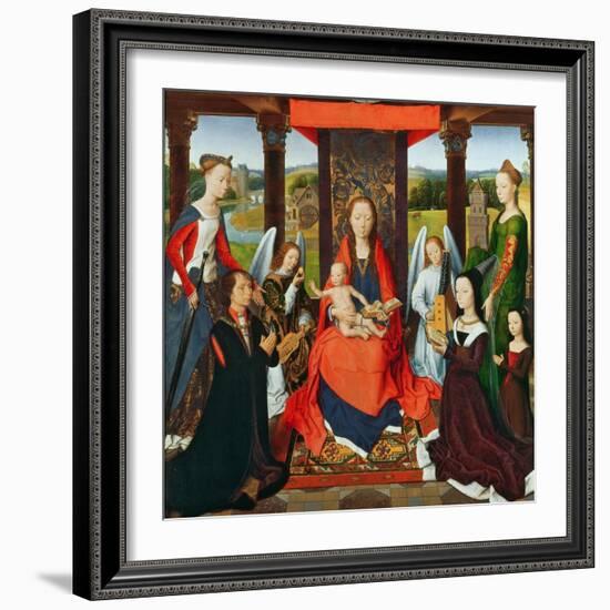 The Virgin and Child with Saints and Donors, a Panel from 'The Donne Triptych' C.1478 (Oil on Oak)-Hans Memling-Framed Giclee Print