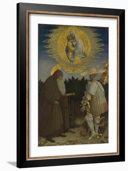 The Virgin and Child with Saints Anthony Abbot and George, C. 1440-Antonio Pisanello-Framed Giclee Print