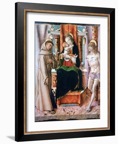 The Virgin and Child with Saints Francis and Sebastian, 1491-Carlo Crivelli-Framed Giclee Print