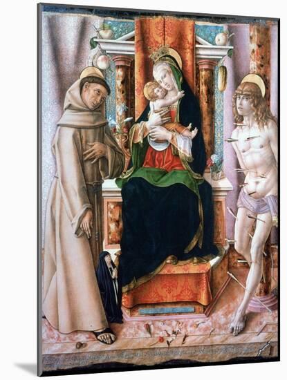 The Virgin and Child with Saints Francis and Sebastian, 1491-Carlo Crivelli-Mounted Giclee Print