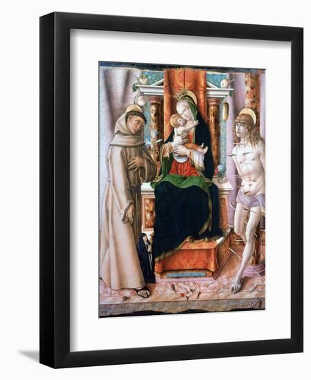 The Virgin and Child with Saints Francis and Sebastian, 1491-Carlo Crivelli-Framed Giclee Print