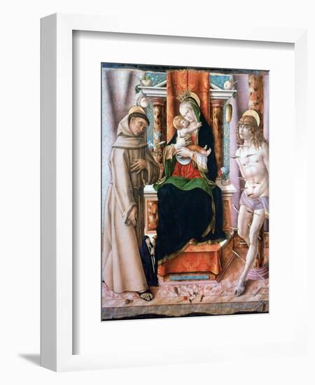 The Virgin and Child with Saints Francis and Sebastian, 1491-Carlo Crivelli-Framed Giclee Print