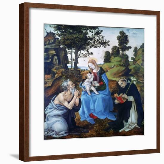 The Virgin and Child with Saints Jerome and Dominic, C1485-Filippino Lippi-Framed Giclee Print