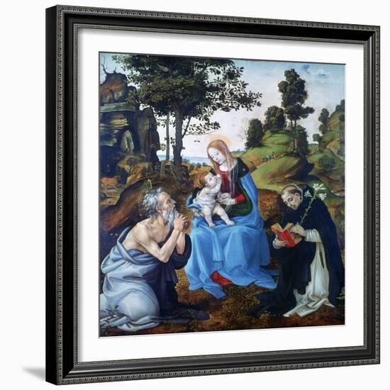 The Virgin and Child with Saints Jerome and Dominic, C1485-Filippino Lippi-Framed Giclee Print