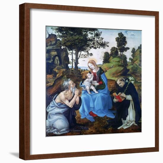 The Virgin and Child with Saints Jerome and Dominic, C1485-Filippino Lippi-Framed Giclee Print