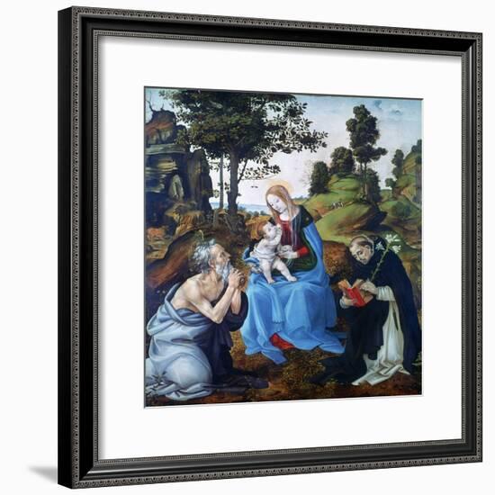 The Virgin and Child with Saints Jerome and Dominic, C1485-Filippino Lippi-Framed Giclee Print