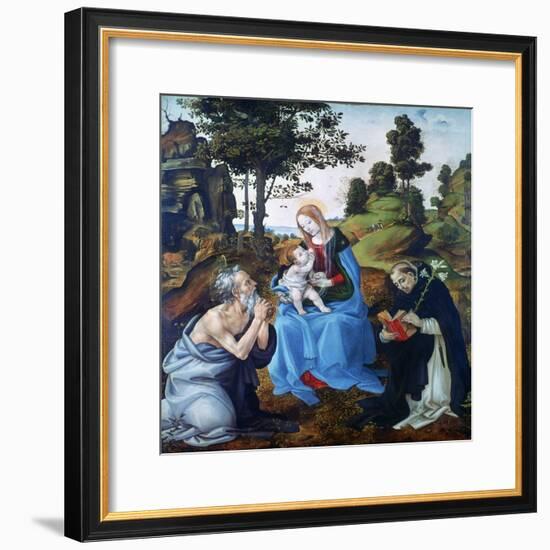 The Virgin and Child with Saints Jerome and Dominic, C1485-Filippino Lippi-Framed Giclee Print