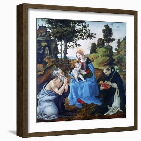 The Virgin and Child with Saints Jerome and Dominic, C1485-Filippino Lippi-Framed Giclee Print