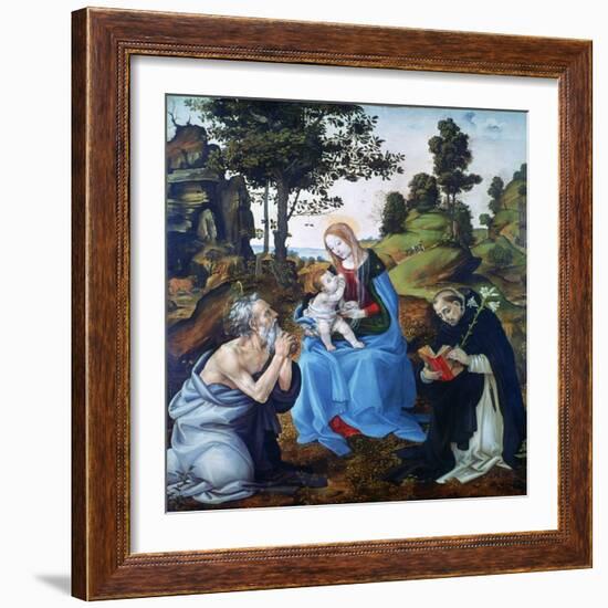 The Virgin and Child with Saints Jerome and Dominic, C1485-Filippino Lippi-Framed Giclee Print