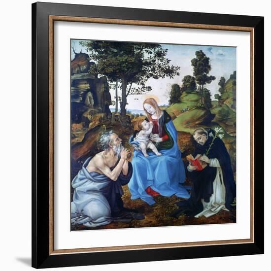 The Virgin and Child with Saints Jerome and Dominic, C1485-Filippino Lippi-Framed Giclee Print