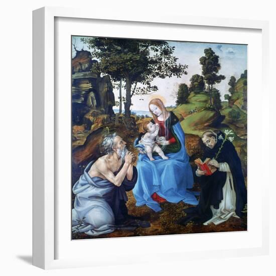 The Virgin and Child with Saints Jerome and Dominic, C1485-Filippino Lippi-Framed Giclee Print