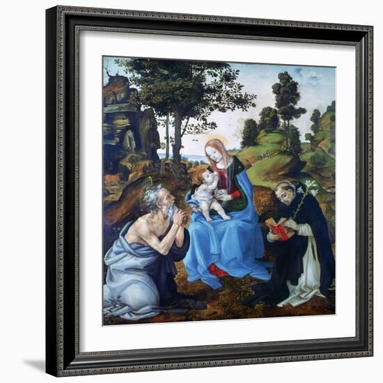 The Virgin and Child with Saints Jerome and Dominic, C1485-Filippino Lippi-Framed Giclee Print