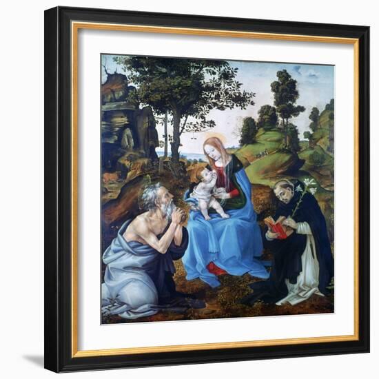 The Virgin and Child with Saints Jerome and Dominic, C1485-Filippino Lippi-Framed Giclee Print