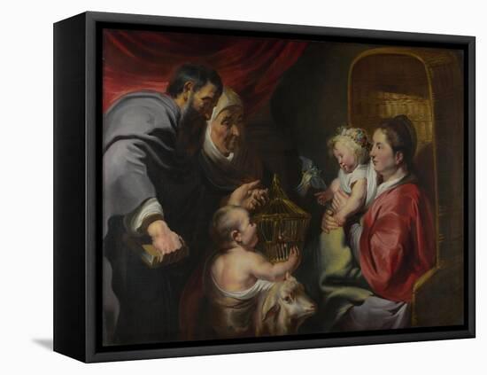 The Virgin and Child with Saints Zacharias, Elizabeth and John the Baptist, C. 1620-Jacob Jordaens-Framed Premier Image Canvas