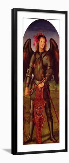 The Virgin and Child with Ss. Raphael and Michael: Left Hand Panel of St. Michael, circa 1499-Pietro Perugino-Framed Giclee Print