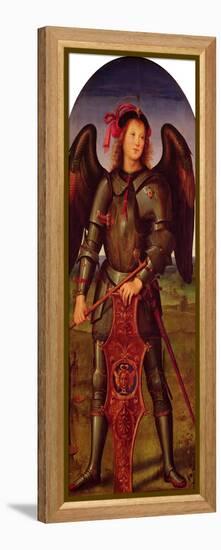 The Virgin and Child with Ss. Raphael and Michael: Left Hand Panel of St. Michael, circa 1499-Pietro Perugino-Framed Premier Image Canvas