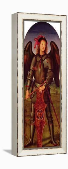 The Virgin and Child with Ss. Raphael and Michael: Left Hand Panel of St. Michael, circa 1499-Pietro Perugino-Framed Premier Image Canvas