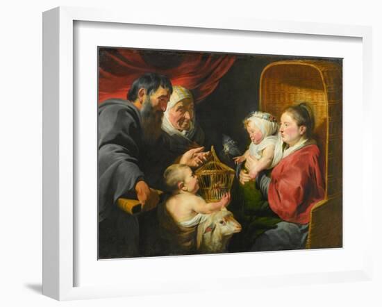 The Virgin and Child with St. John and His Parents, c.1617-1618-Jacob Jordaens-Framed Giclee Print