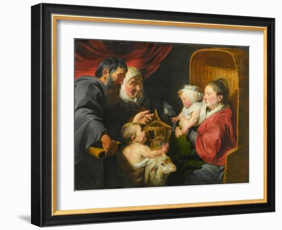 The Virgin and Child with St. John and His Parents, c.1617-1618-Jacob Jordaens-Framed Giclee Print