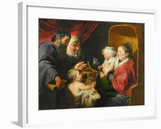 The Virgin and Child with St. John and His Parents, c.1617-1618-Jacob Jordaens-Framed Giclee Print