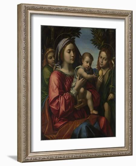 The Virgin and Child with the Baptist and an Angel, C. 1516-Paolo Morando-Framed Giclee Print