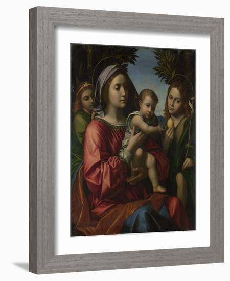 The Virgin and Child with the Baptist and an Angel, C. 1516-Paolo Morando-Framed Giclee Print