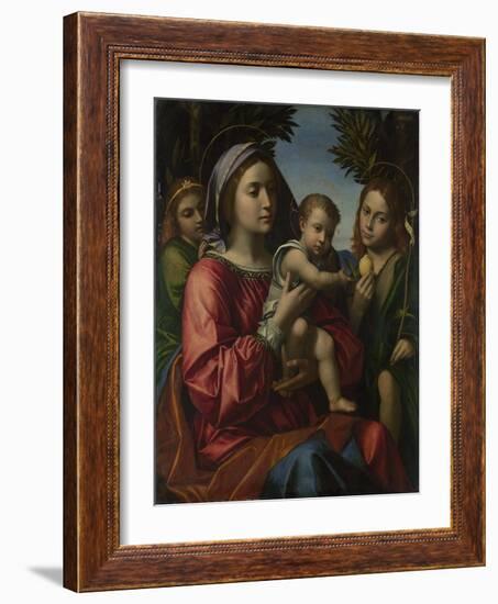 The Virgin and Child with the Baptist and an Angel, C. 1516-Paolo Morando-Framed Giclee Print