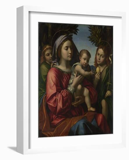 The Virgin and Child with the Baptist and an Angel, C. 1516-Paolo Morando-Framed Giclee Print