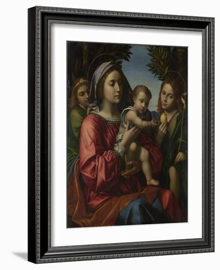 The Virgin and Child with the Baptist and an Angel, C. 1516-Paolo Morando-Framed Giclee Print