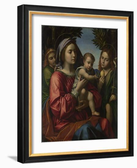 The Virgin and Child with the Baptist and an Angel, C. 1516-Paolo Morando-Framed Giclee Print