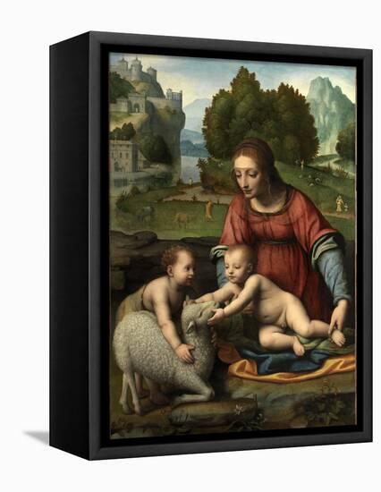 The Virgin and Child with the Infant Saint John-Bernardino Luini-Framed Premier Image Canvas