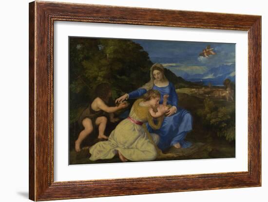 The Virgin and Child with the Young Saint John the Baptist (The Aldobrandini Madonna), Ca 1532-Titian (Tiziano Vecelli)-Framed Giclee Print