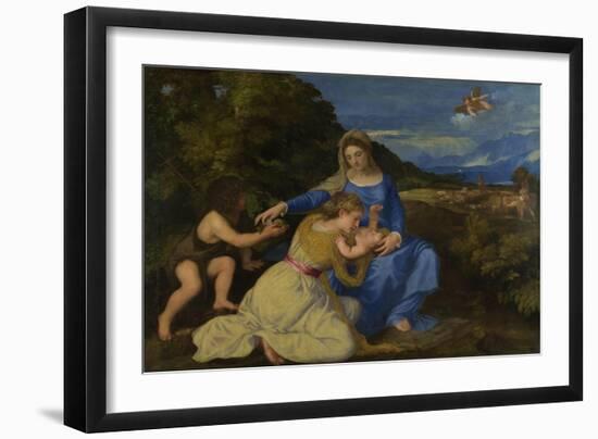 The Virgin and Child with the Young Saint John the Baptist (The Aldobrandini Madonna), Ca 1532-Titian (Tiziano Vecelli)-Framed Giclee Print
