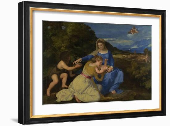 The Virgin and Child with the Young Saint John the Baptist (The Aldobrandini Madonna), Ca 1532-Titian (Tiziano Vecelli)-Framed Giclee Print