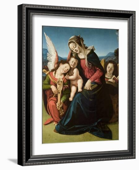 The Virgin and Child with Two Angels, C.1507 (Oil on Wood)-Piero di Cosimo-Framed Giclee Print