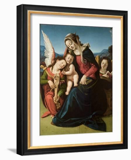 The Virgin and Child with Two Angels, C.1507 (Oil on Wood)-Piero di Cosimo-Framed Giclee Print