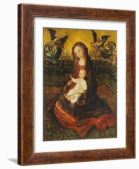 The Virgin and Child with Two Music-Making Angels in a Rose Garden-Rogier van der Weyden-Framed Giclee Print