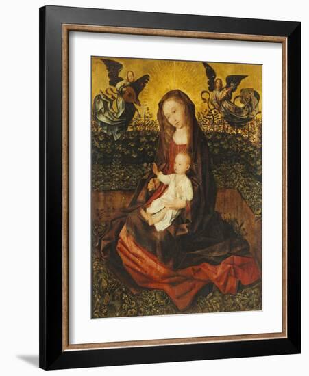 The Virgin and Child with Two Music-Making Angels in a Rose Garden-Rogier van der Weyden-Framed Giclee Print