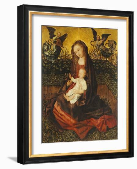 The Virgin and Child with Two Music-Making Angels in a Rose Garden-Rogier van der Weyden-Framed Giclee Print