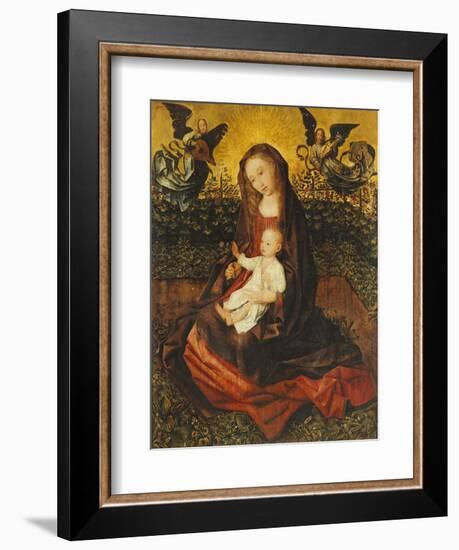 The Virgin and Child with Two Music-Making Angels in a Rose Garden-Rogier van der Weyden-Framed Giclee Print