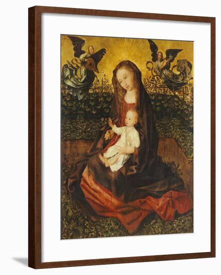 The Virgin and Child with Two Music-Making Angels in a Rose Garden-Rogier van der Weyden-Framed Giclee Print