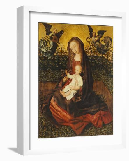 The Virgin and Child with Two Music-Making Angels in a Rose Garden-Rogier van der Weyden-Framed Giclee Print