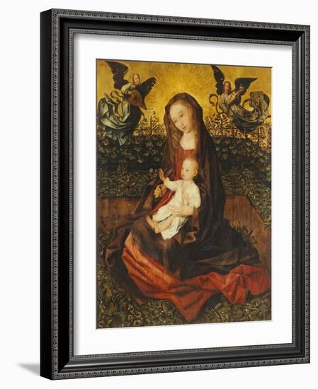 The Virgin and Child with Two Music-Making Angels in a Rose Garden-Rogier van der Weyden-Framed Giclee Print