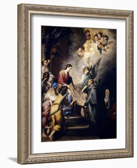 The Virgin Descending to Award Saint Ildefons, Ca. 1655-Bartolome Esteban Murillo-Framed Giclee Print