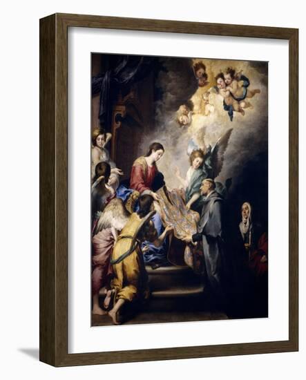 The Virgin Descending to Award Saint Ildefons, Ca. 1655-Bartolome Esteban Murillo-Framed Giclee Print