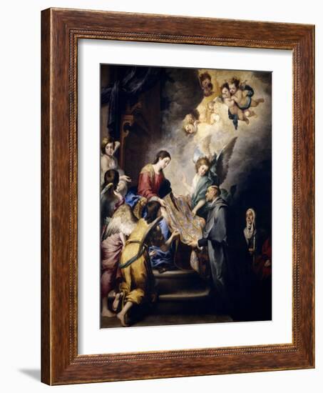 The Virgin Descending to Award Saint Ildefons, Ca. 1655-Bartolome Esteban Murillo-Framed Giclee Print