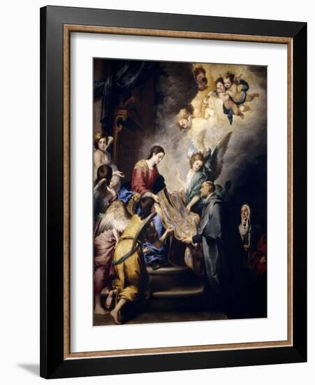 The Virgin Descending to Award Saint Ildefons, Ca. 1655-Bartolome Esteban Murillo-Framed Giclee Print