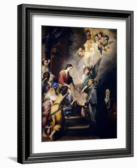 The Virgin Descending to Award Saint Ildefons, Ca. 1655-Bartolome Esteban Murillo-Framed Giclee Print
