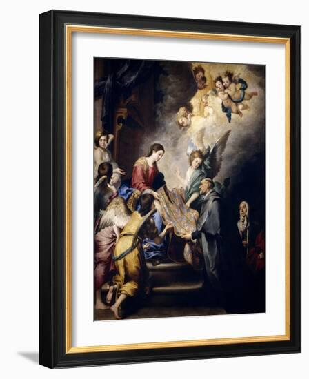 The Virgin Descending to Award Saint Ildefons, Ca. 1655-Bartolome Esteban Murillo-Framed Giclee Print